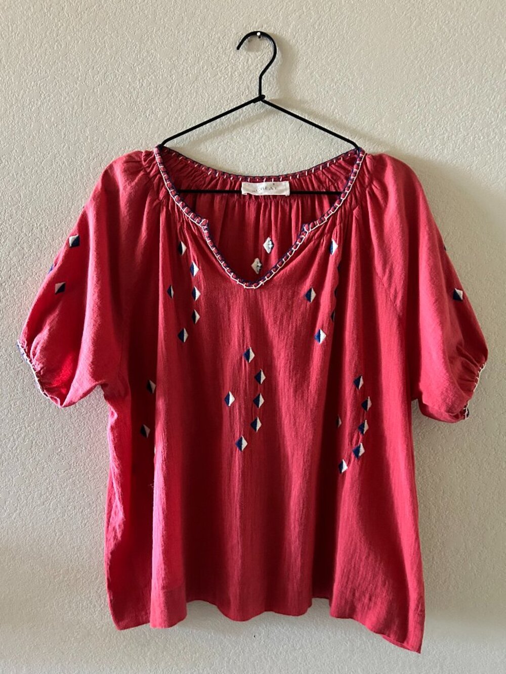 THE GREAT. The Hacienda Embroidered Top Medium 100% Cotton Natural Fibers